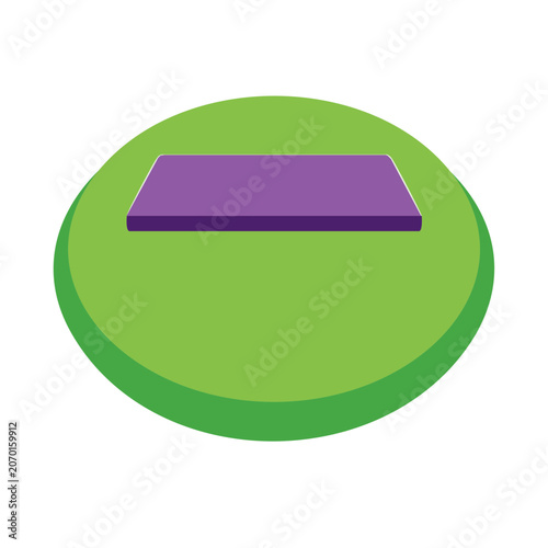 Purple rectangle on green circle 3D render