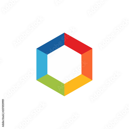 Rainbow colored hexagon vector icon