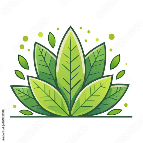 Stylized green leaves illustration with dots