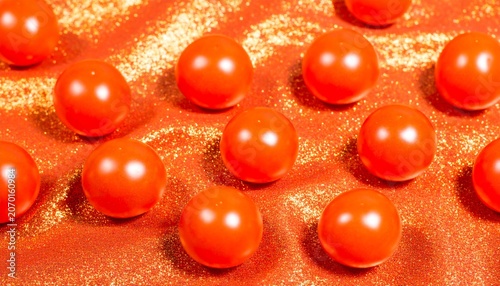 Fresh Cherry Tomatoes on Gold.