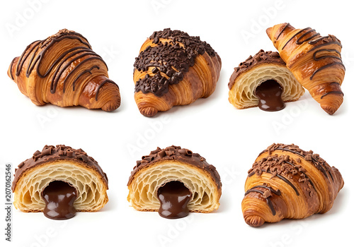 Delicious chocolate-filled croissants assortment
