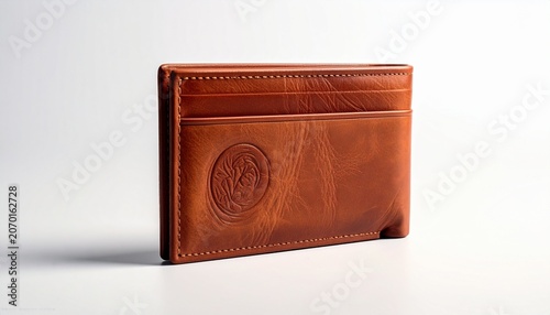 Elegant Brown Leather Wallet with Distinctive Embossed Design.