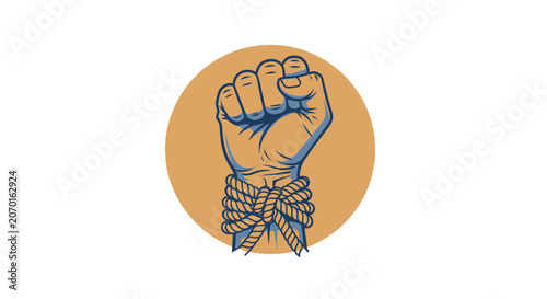 Photos Raised Fist Bound with Rope Vector Illustration