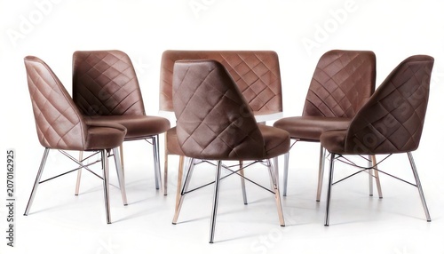 Elegant Brown Velvet Dining Chairs with Chrome Legs Set.