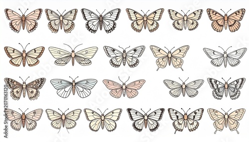 Elegant butterfly collection - A diverse array of winged wonders.
