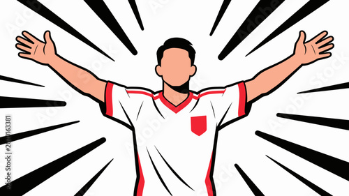 Foto Man in white sports jersey celebrating.