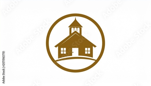 Elegant Church Building Logo Design in a Circular Frame.