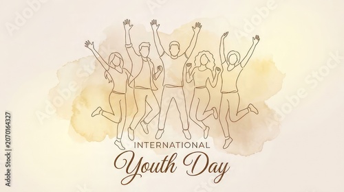 International youth day celebration with diverse group of young people