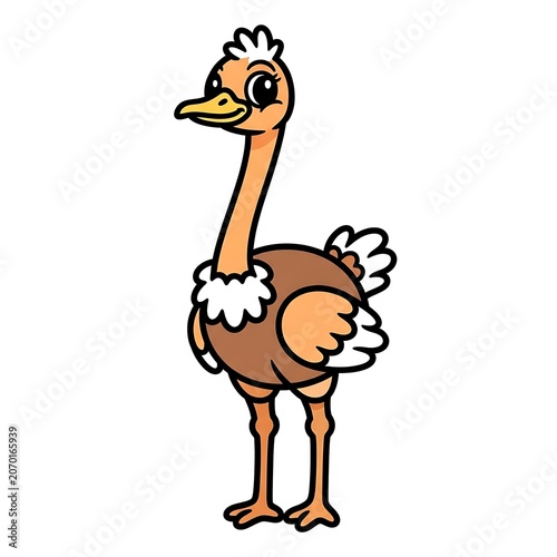 Cartoon giraffe with bird perched on head.