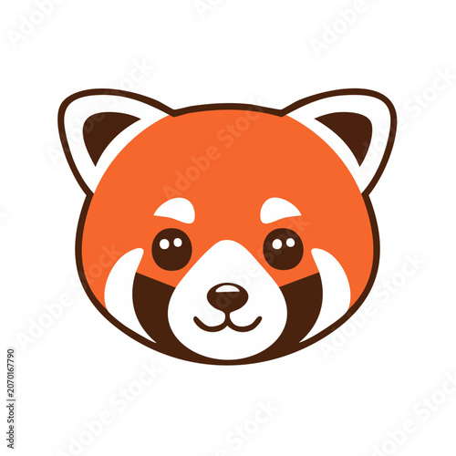 Cute Red Panda Face Flat Vector Illustration