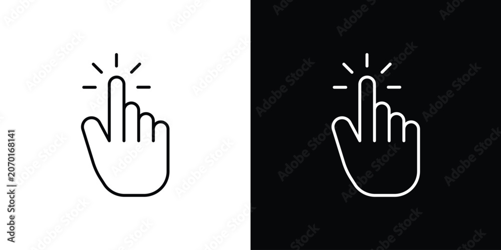 Fototapeta premium Hand click icon in line. Editable stroke. Vector illustration.