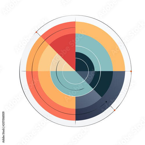 Radial chart with colorful segments and concentric circles