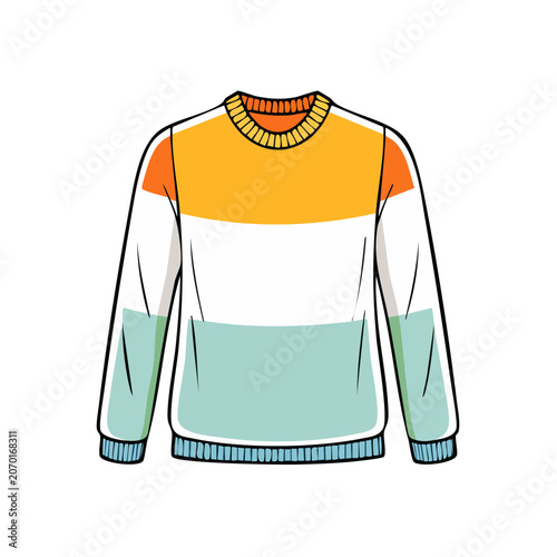 Color Block Sweater Flat Vector Illustration