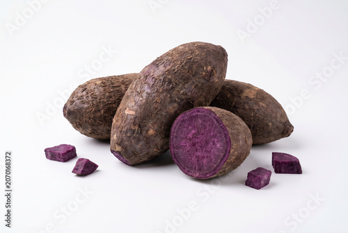 Fresh Ube Purple Yams Isolated On White