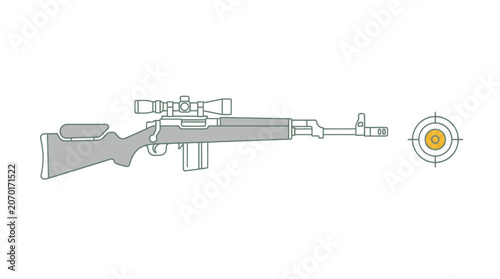 Fotografija Sniper Rifle and Target Crosshair Vector Illustration