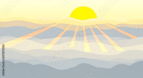 Golden umbrella floating over serene lake at dawn.