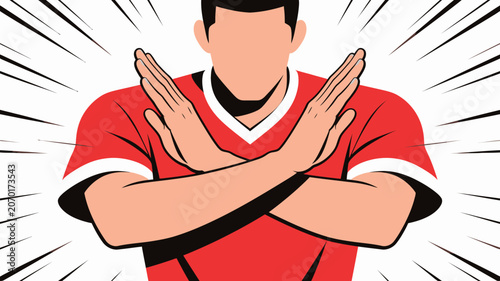 Quadro su tela Man crossing arms in refusal gesture.
