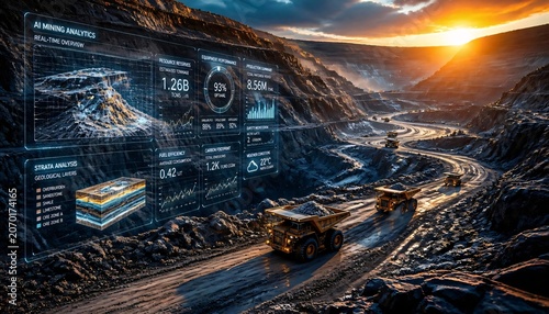 AI Mining Operation with Autonomous Trucks and Real Time Resource Extraction Monitoring System