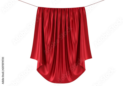 Red striped fabric hanging on clothesline