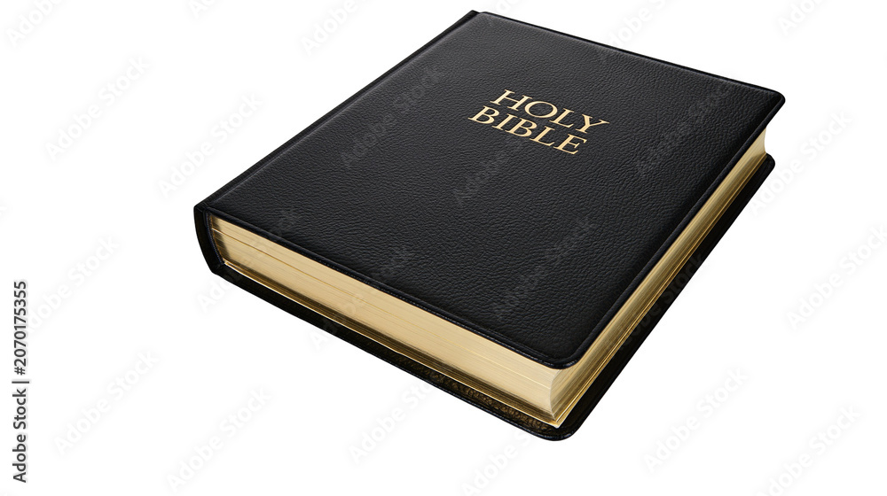 Fototapeta premium Black Holy Bible with Gold Edges and Lettering