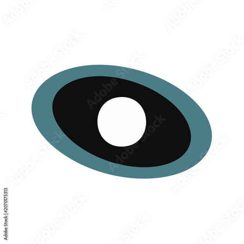 Teal and black elliptical ring with white center