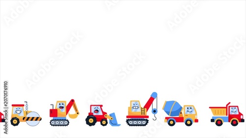 Scrolling Characters Of Construction Vehicle