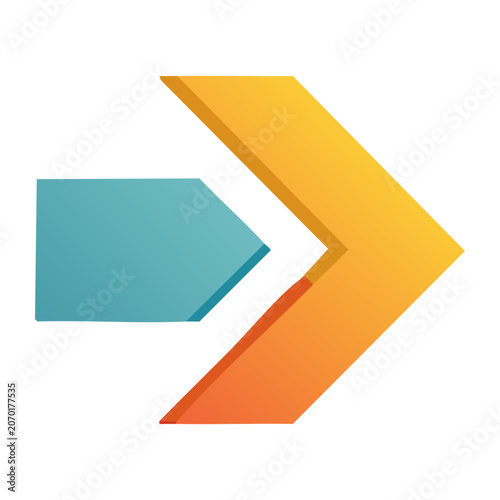 3D arrow icon with blue and orange gradient