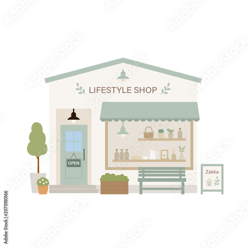 可愛い雑貨屋の建物外観イラスト