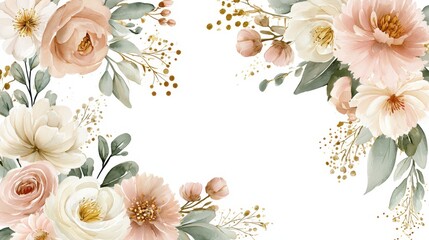 Soft watercolor floral arrangement with delicate blush and cream roses