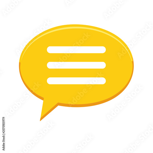 Yellow speech bubble icon with three lines