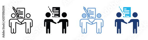Schilderij op canvas Negotiation contract icon set multiple style collection