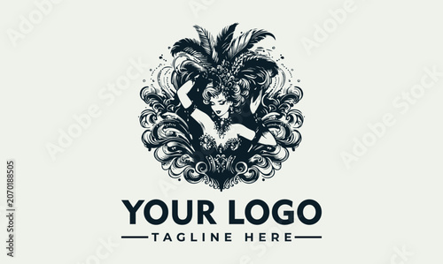 Photos Vintage cabaret dancer showgirl with feathers vector