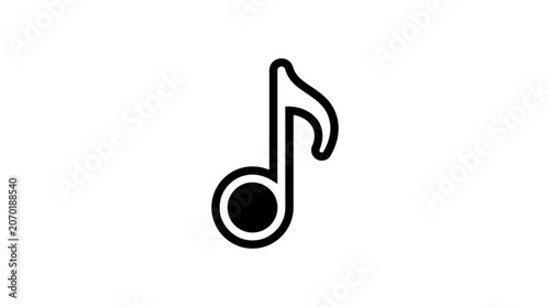 Black Musical Note Icon Symbol.