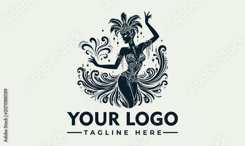 Photography Stylized Brazilian carnival dancer silhouette vector