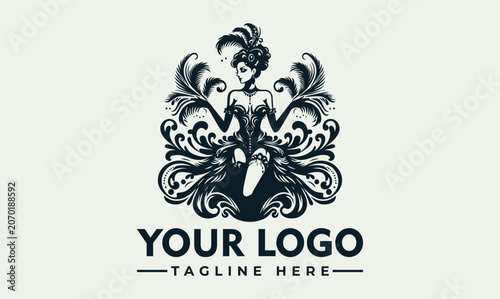 Tableau sur toile Vintage cabaret showgirl vector