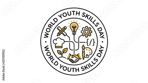 World Youth Skills Day logo features various skills icons within a circle