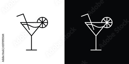 Quadro su tela Citrus Glass icon. linear symbols in black and white