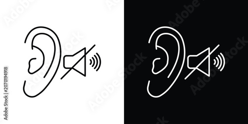 Foto Ear deaf icon. linear symbols in black and white