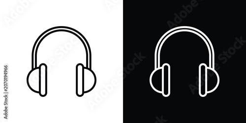 Fotografie Ear muffs icon. linear symbols in black and white