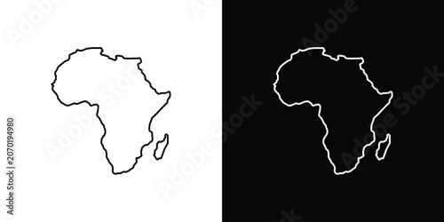 Fotografie Earth africa icon. linear symbols in black and white