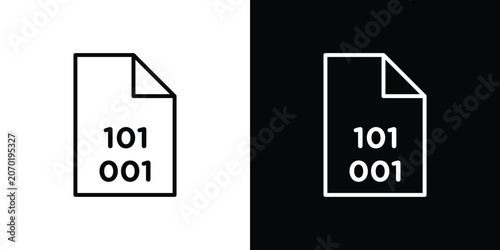 Photos File Binary icon. linear symbols in black and white