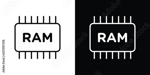 Foto Memory icon. linear symbols in black and white