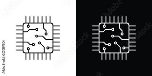 Bild auf Leinwand Microchip icon. linear symbols in black and white