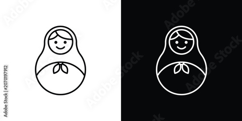 Foto Nesting dolls icon. linear symbols in black and white