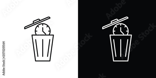 Foto Time waste icon. linear symbols in black and white
