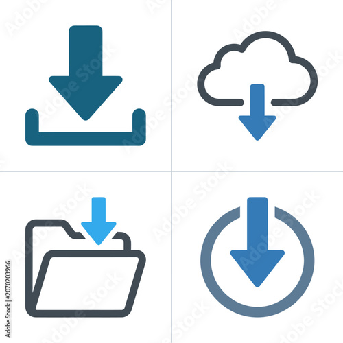 Tableau sur toile Download icons for file sharing.