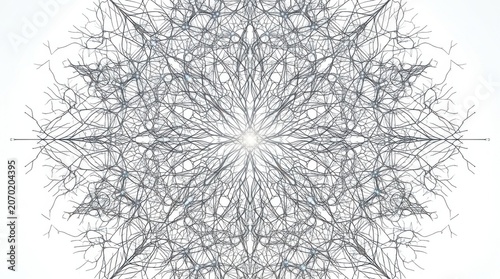 Black and white circular geometric pattern mandala design with intricate thin lines isolated on a clean white background