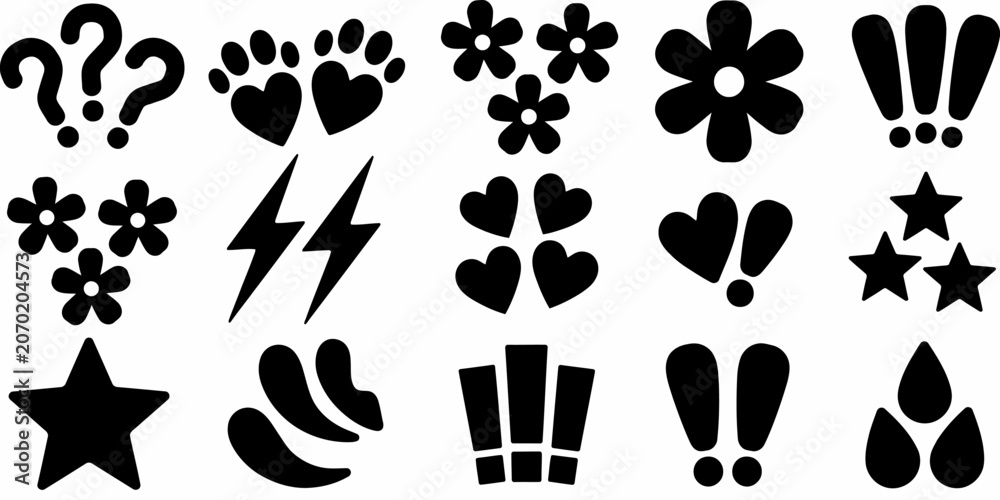 Fototapeta premium Collection of various black icons with transparent background