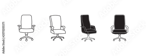 office chairs in different styles and colors on white background  office furniture design elements