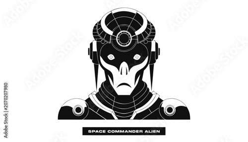 Tableau sur toile Very beautiful black and white close-up realistic vector of a SPACE COMMANDER AL